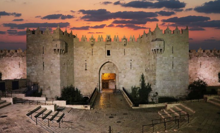 Damascus Gate at night